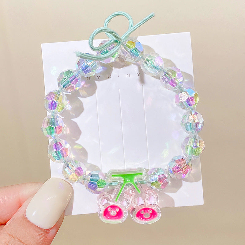 Pulsera de lazo de pelo al por mayor pulsera de cuentas de plástico de dibujos animados de doble propósito